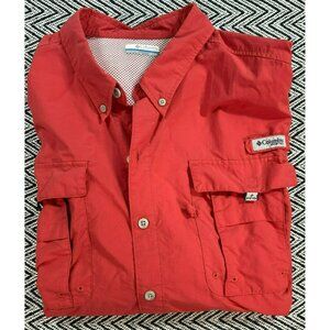 Columbia PFG Mens Short Sleeve Red Omni-Shade Fishing Shirt 2X/2XT